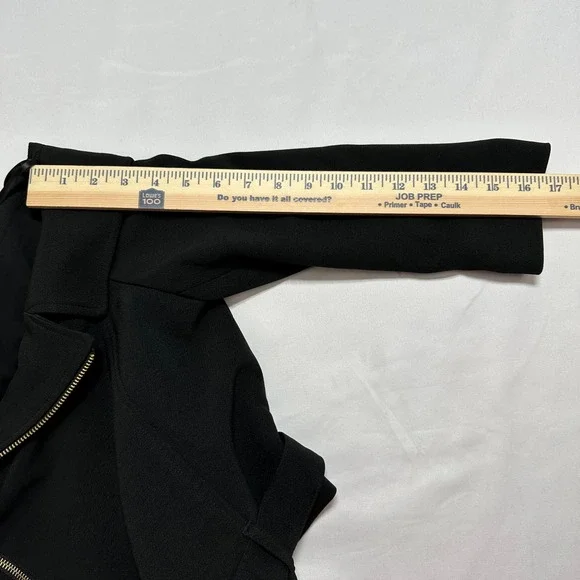 Eva Mendes New York & Company Black Off Shoulder Belted Moto Jacket Size S - Picture 4 of 10